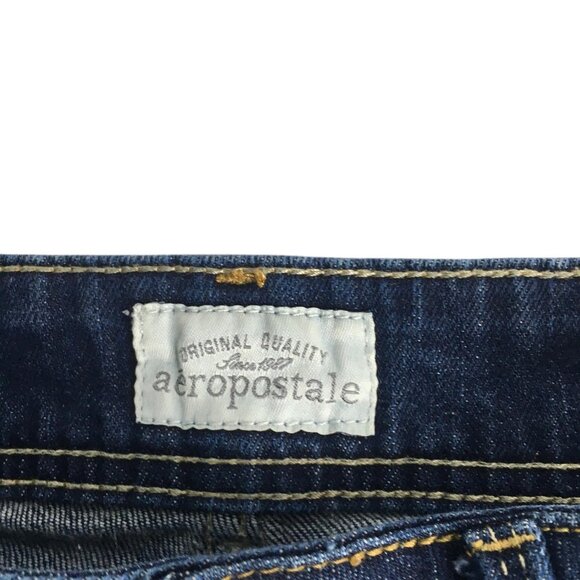Aeropostale Jeans Womens 1/2 Regular Blue Dark Wash Hailey Flare Stretch Denim - Picture 7 of 16